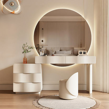 Radcliffe Dressing Table With Large LED Mirror, Cream