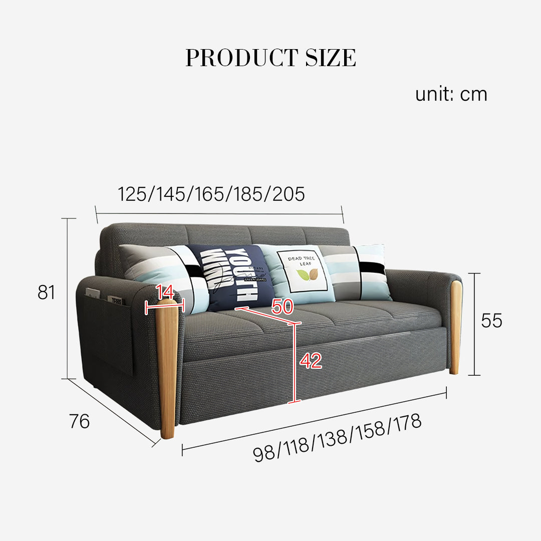 Mavis Two Seater Sofa Bed, Dark Grey-Weilai Concept-Weilai Concept