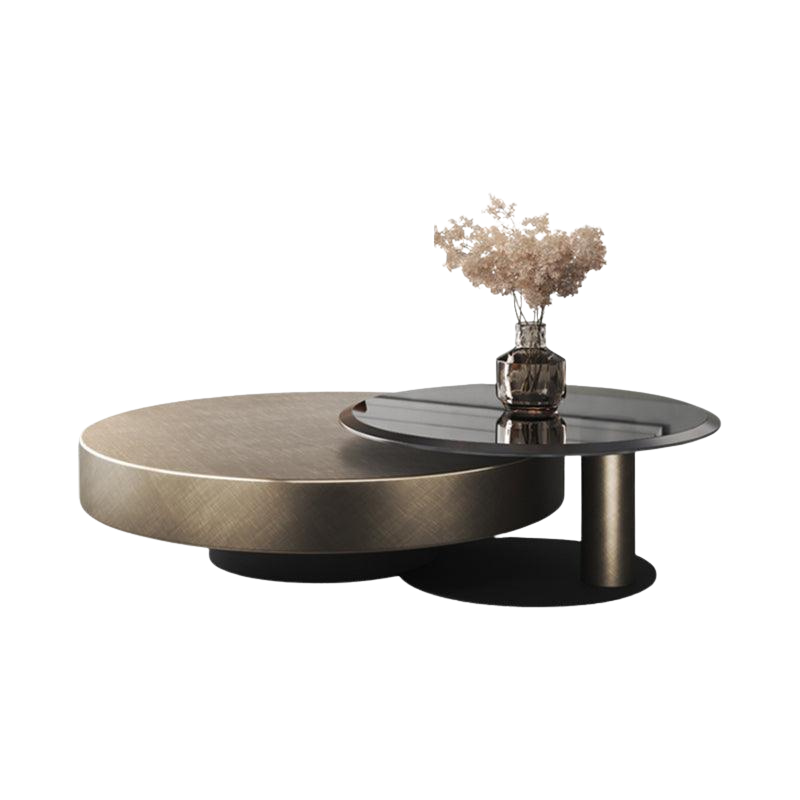 gold nesting coffee table, with black side table coffee table in living room