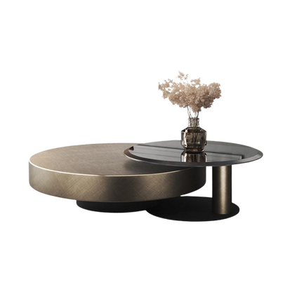 gold nesting coffee table, with black side table coffee table in living room