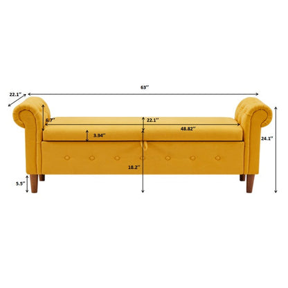 Yellow Multifunctional Storage Rectangular Sofa Stool
