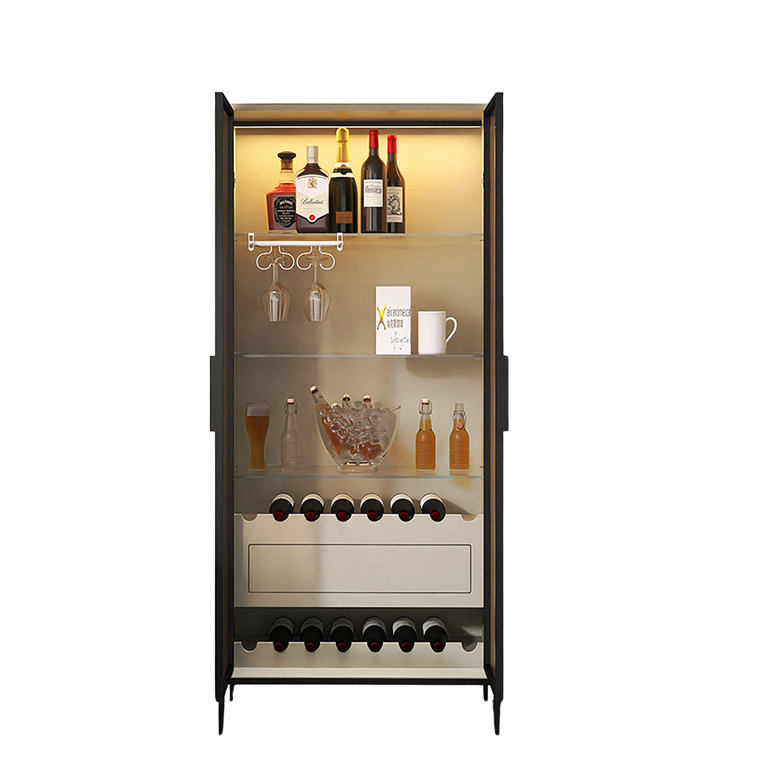 delfina wine cabinet, cabinet with wine rack, light grey wood storage cabinet