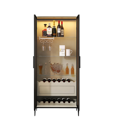 delfina wine cabinet, cabinet with wine rack, light grey wood storage cabinet