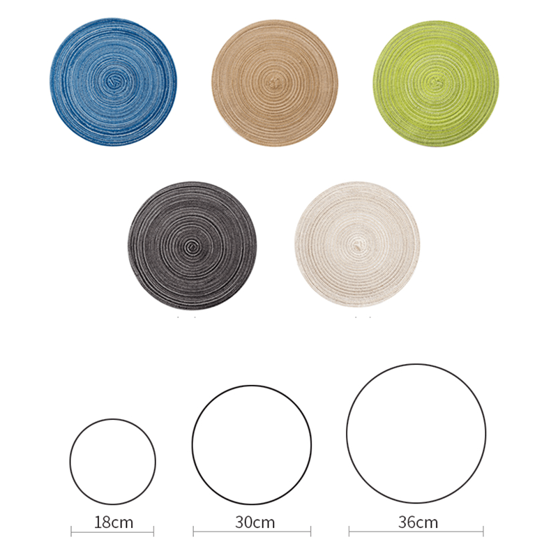 Round Braided Woven Placemats, Set of 4 Pieces-Weilai Concept-Weilai Concept
