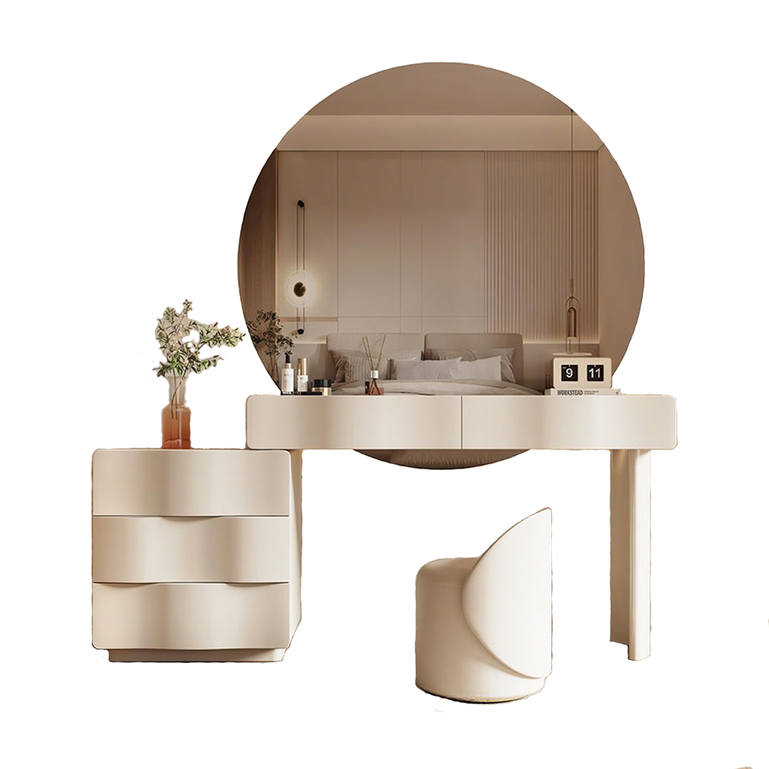 radcliffe dressing table with large led mirror, cream wall mirror
