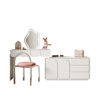 zenith dressing table with sideboard & led mirror, cream in dining room