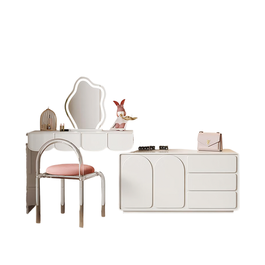 zenith dressing table with sideboard & led mirror, cream in dining room
