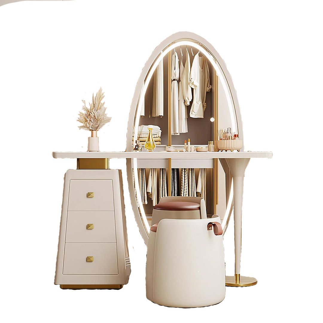 charlotte dressing table with full length led mirror, cream wall mirror
