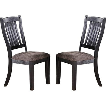 Dark Coffee Classic Wood Kitchen Dining Room Set Of 2 Side Chairs Fabric Upholstered Seat Unique Design Back