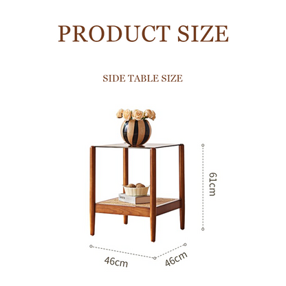 Pamela Wood Coffee Table, Rattan-Weilai Concept-Side Table 46x46cm-Weilai Concept