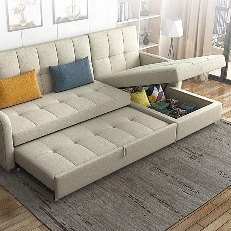 ML203 Three Seater Sofa Bed, L Shape Sofa Bed With Storage, Linen-Weilai Concept-Weilai Concept
