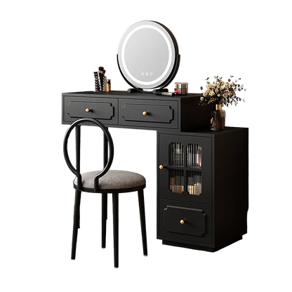scarlett dressing table with side cabinet & led mirror storage cabinet