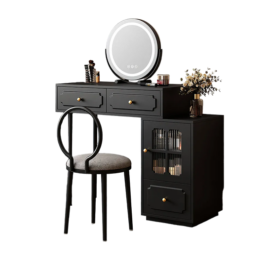 scarlett dressing table with side cabinet & led mirror storage cabinet