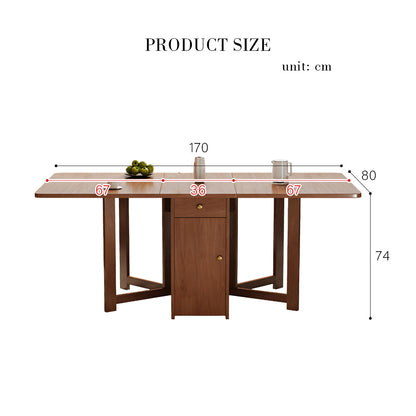 Salgado Folding Dining Table With Storage, Solid Wood