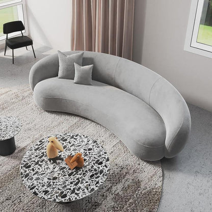 Romelia Three Seater Curved Sofa, Velvet-Weilai Concept-Grey-Weilai Concept