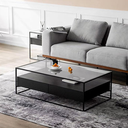 Sanderson Rectangle Coffee Table With Storage, Black