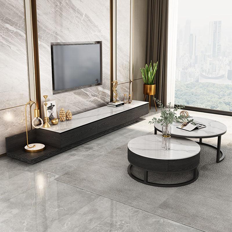 Gibs Nesting Coffee Table With TV Stand Set, Sintered Stone-Weilai Concept-Weilai Concept