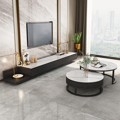 Gibs Nesting Coffee Table With TV Stand Set, Sintered Stone-Weilai Concept-Weilai Concept