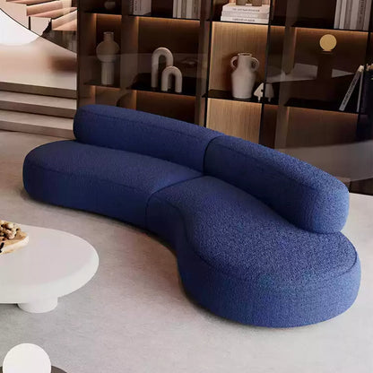 Selim Three Seater Curved Sofa, Modular Sofa, Blue