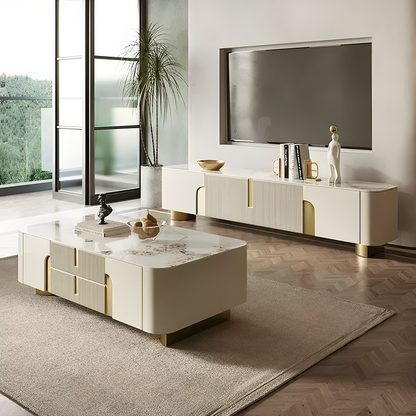 Athena TV Stand, Cream & Gold-Weilai Concept-Weilai Concept