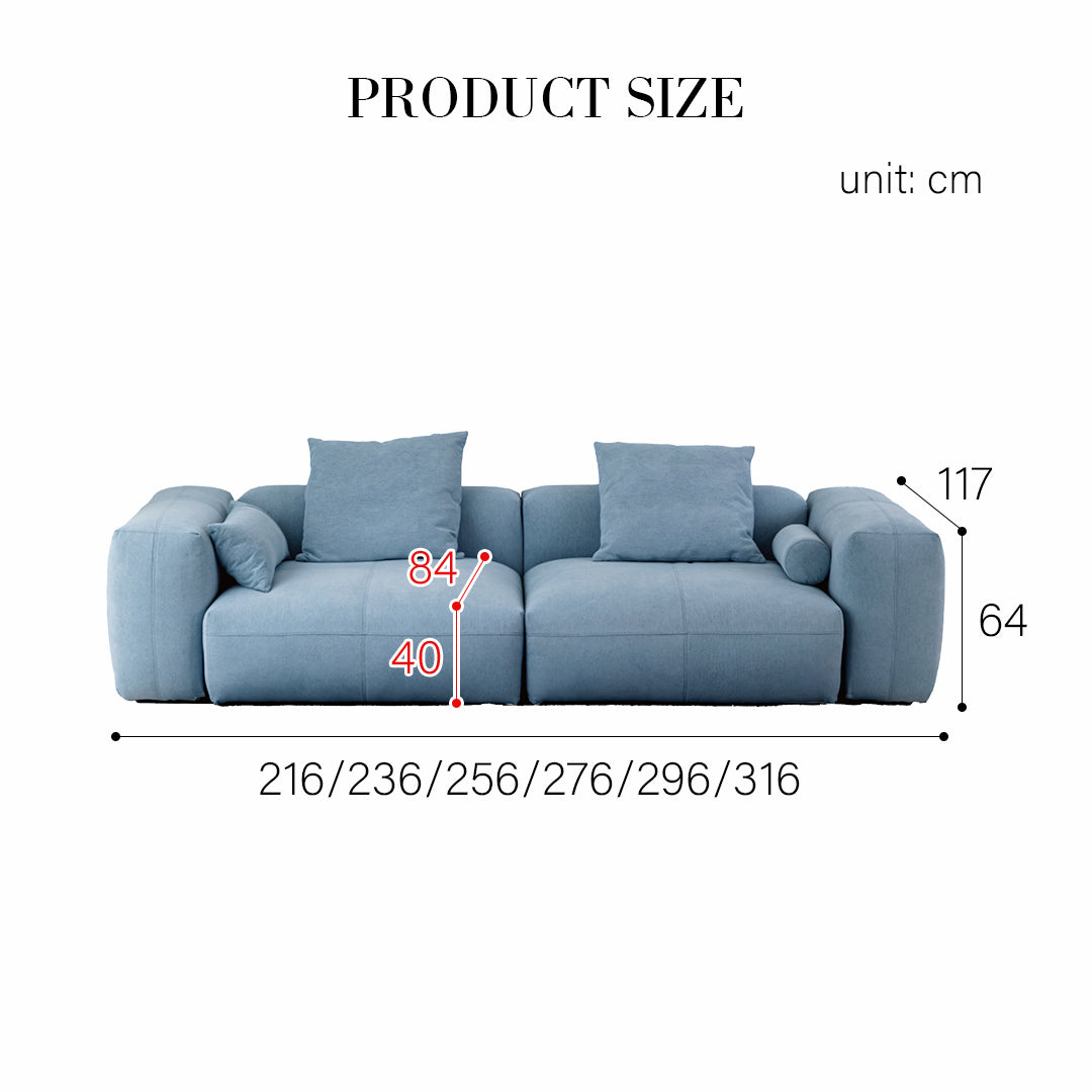 Gagnon Modular Sofa, Two Seater Sofa, Blue