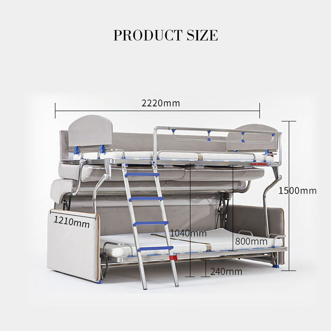 Ramos Two Seater Sofa Bed, Bunk Bed, Flannelette-Weilai Concept-Weilai Concept