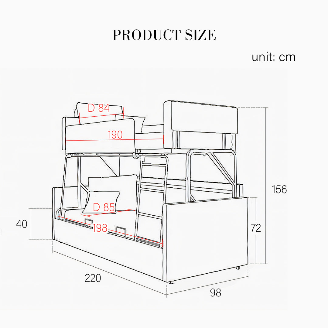 Pérez Two Seater Sofa Bed, Bunk Bed, Linen-Weilai Concept-Weilai Concept