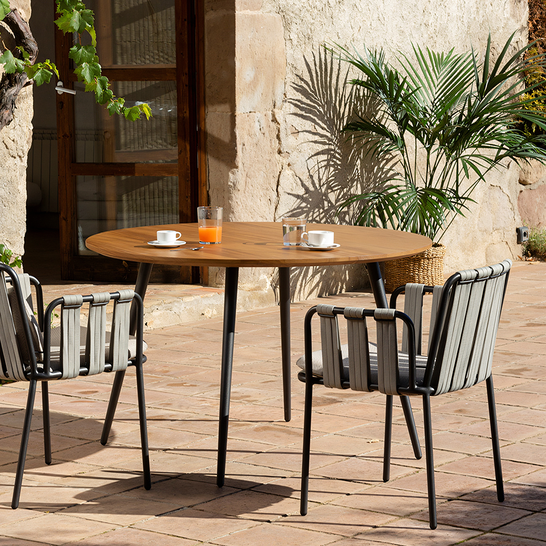 Artemis Outdoor Round Dining Table & Dining Chair, For Patio Garden-Weilai Concept-Style A Chair x 2 + 100cm Dining Table-Weilai Concept