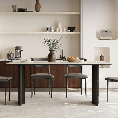 Hasegawa Dining Table, Sintered Stone With Black Legs
