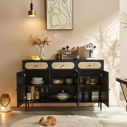 Ballard Rattan Sideboard, Black Or Oak-Weilai Concept-Weilai Concept