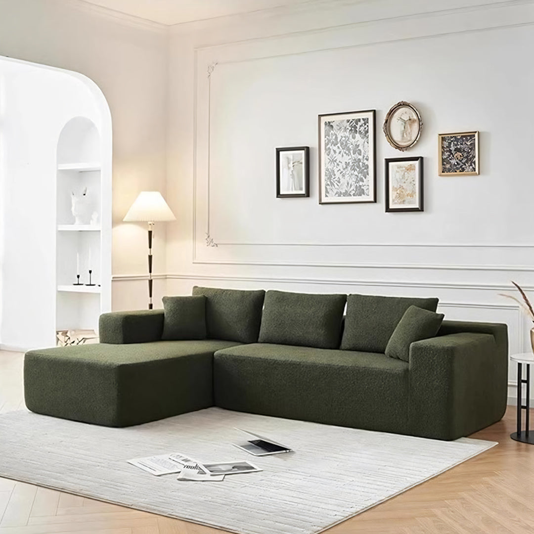 ortega modular sofa bed, three seater corner sofa bed, boucle in modern living room