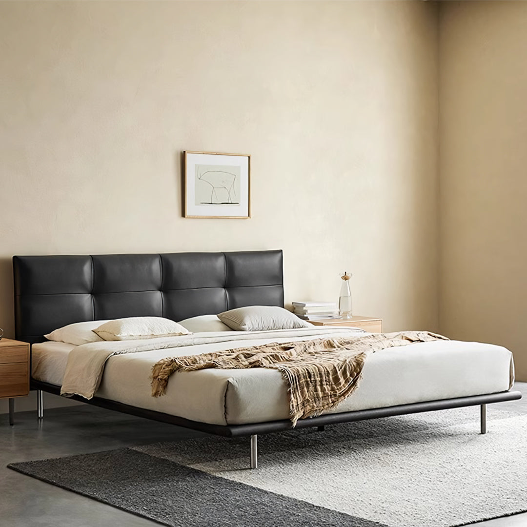 Ines Floating Bed, King Size, Super King Size Bed, Real Leather-Weilai Concept-Weilai Concept