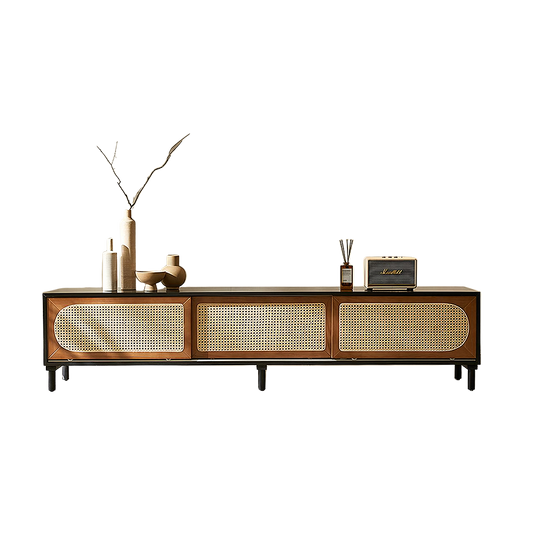 dogon rattan tv stand, black, solid wood tv stand in living room