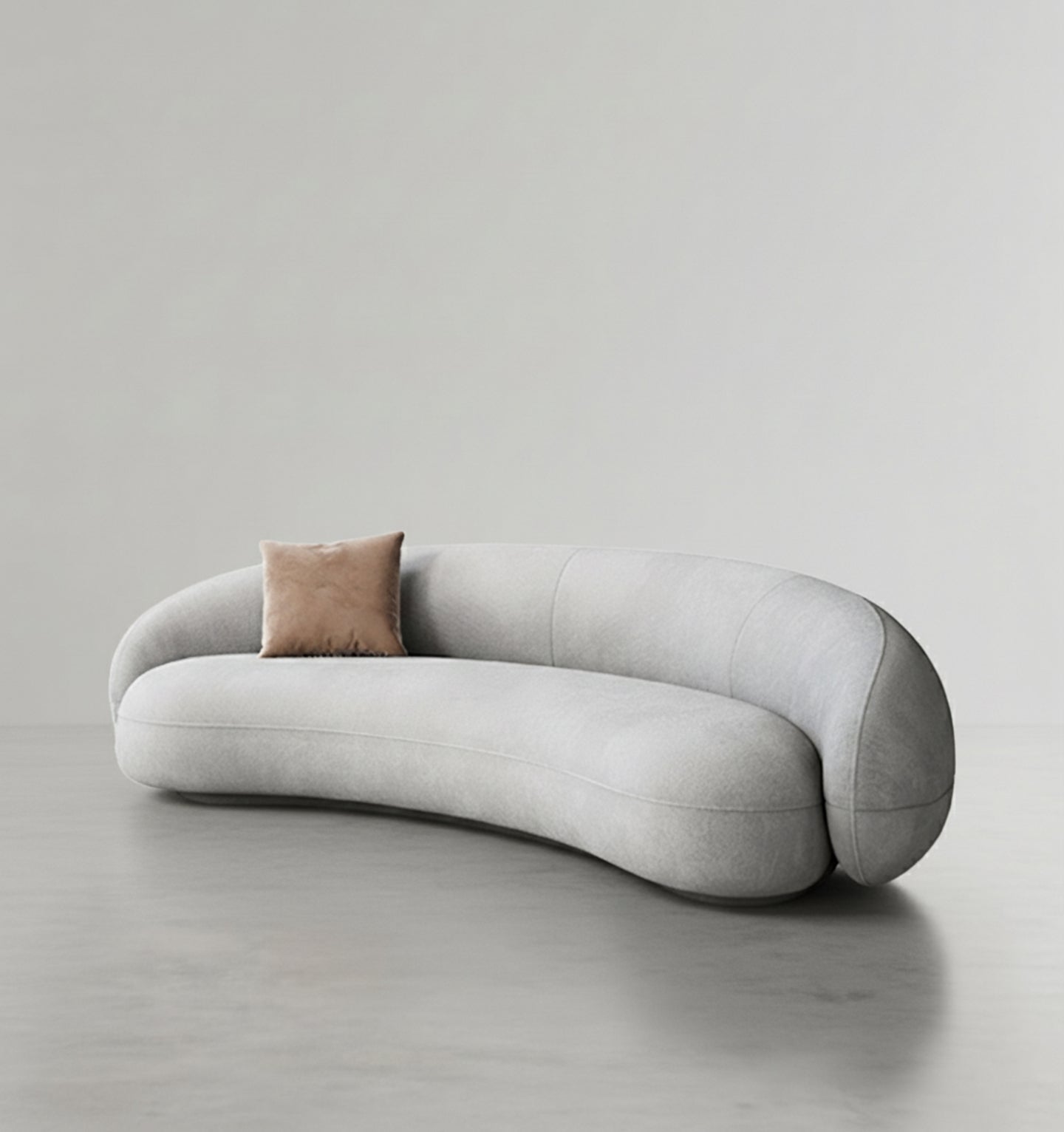 julep modern curved three seater, four seater sofa, velvet in modern living room