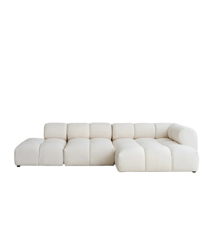 lysander velvet module three seater, four seater, five seater sofa, corner sofa, white in modern living room