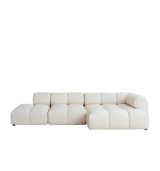 lysander velvet module three seater, four seater, five seater sofa, corner sofa, white in modern living room