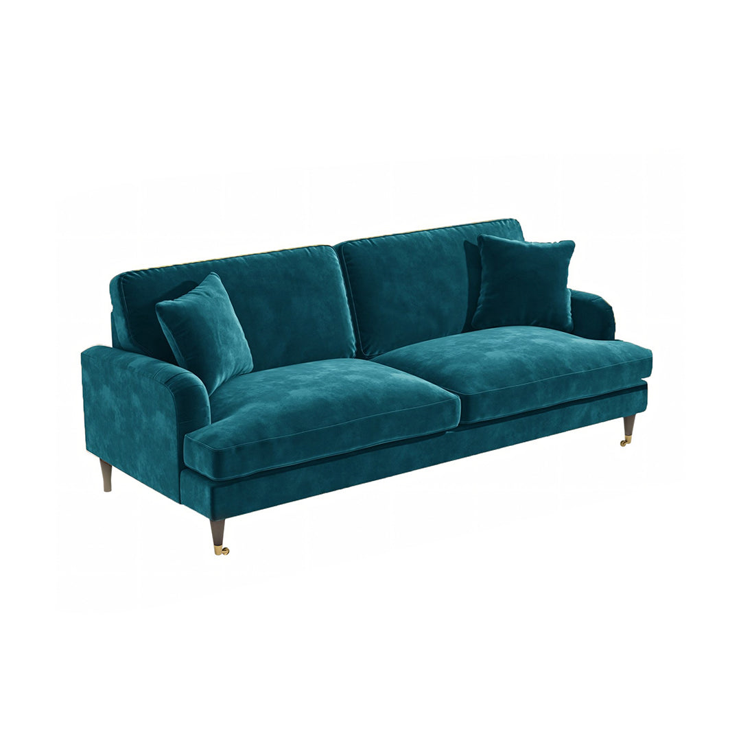 ismail two seater sofa, loveseat, velvet in modern living room