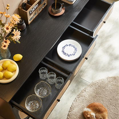 Ballard Rattan Sideboard, Black Or Oak-Weilai Concept-Weilai Concept