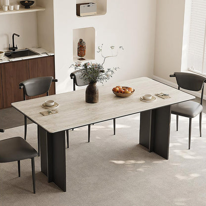 Hasegawa Dining Table, Sintered Stone With Black Legs
