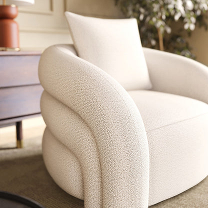 Sadiq Armchair With Cushion, White Boucle