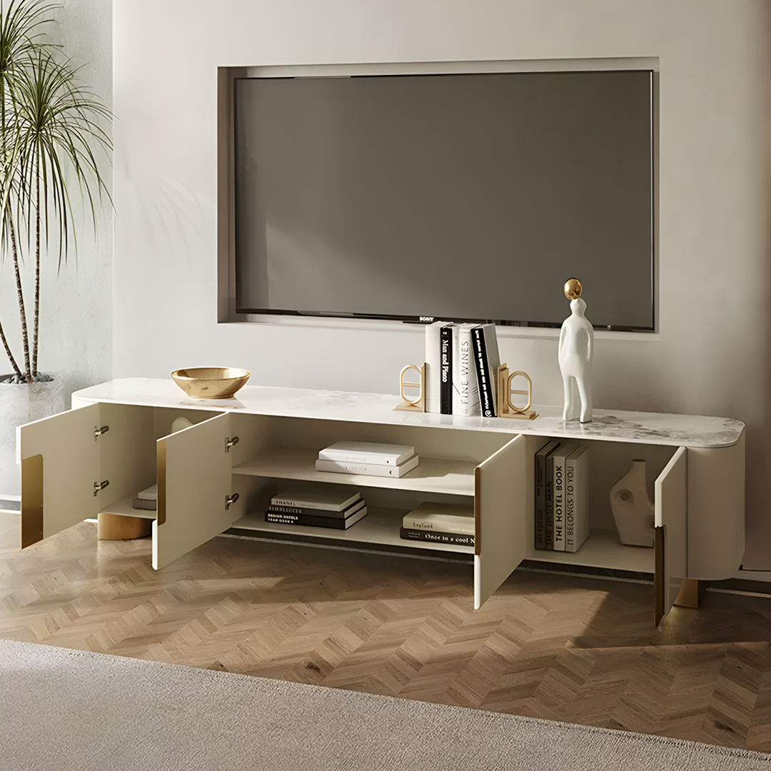 Athena TV Stand, Cream & Gold-Weilai Concept-Weilai Concept