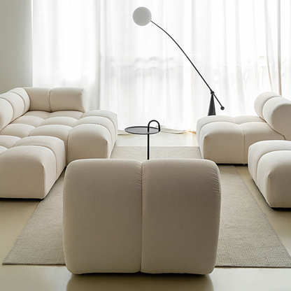 Lysander Velvet Module Three Seater, Four Seater, Five Seater Sofa, Corner Sofa, White-Weilai Concept-Weilai Concept