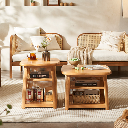 Nordic Square Coffee Table Set, Rattan-Weilai Concept-Weilai Concept