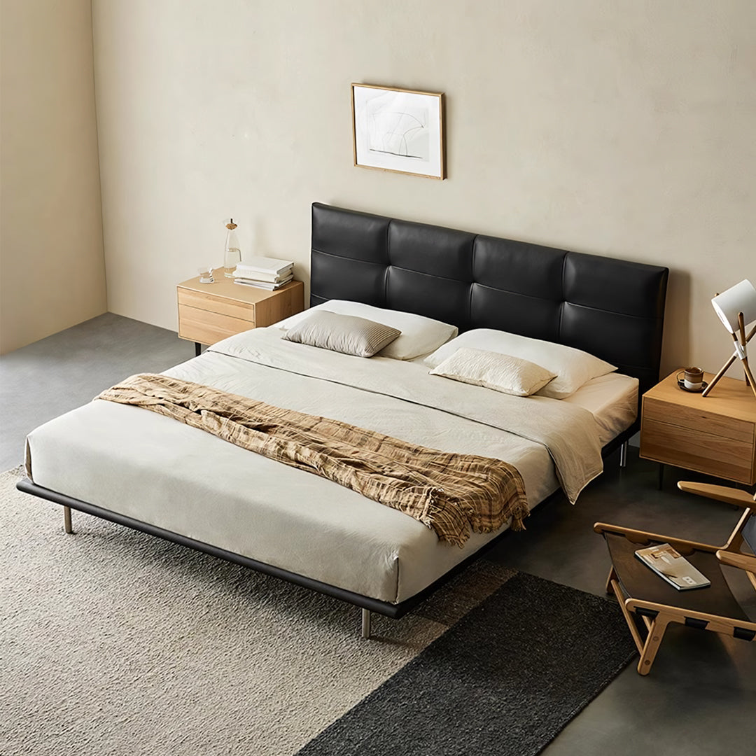 Ines Floating Bed, King Size, Super King Size Bed, Real Leather-Weilai Concept-Weilai Concept