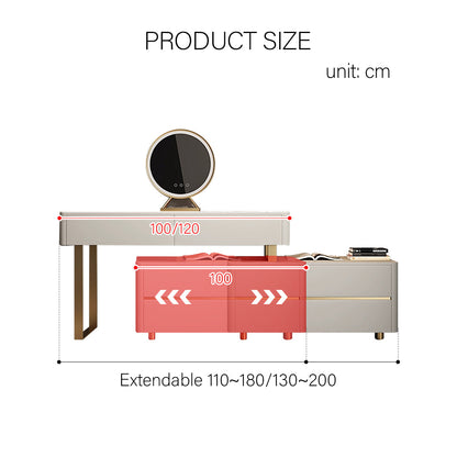 Davidson Dressing Table With LED Mirror, Extendable, Corner Dressing Table