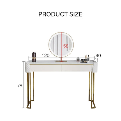 Duran Dressing Table With LED Mirror, Cream-Weilai Concept-Option 3 NO Chest of Drawers-With Stool-Weilai Concept
