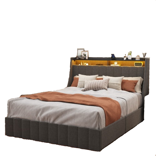 queen size bed frame DARK GREY