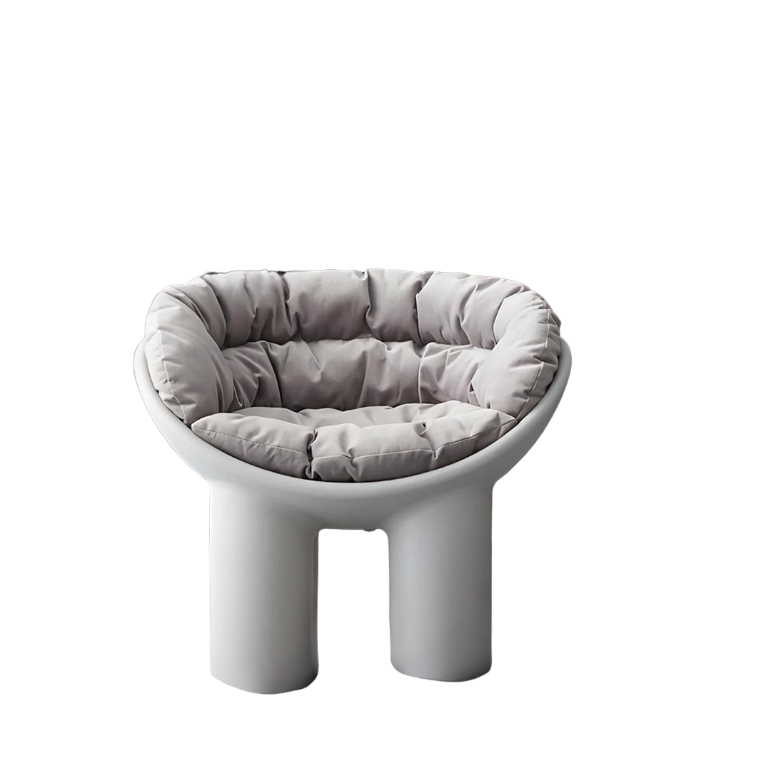Roly Poly Fiberglass Armchair With Cushion, Grey