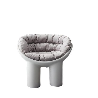 Roly Poly Fiberglass Armchair With Cushion, Grey