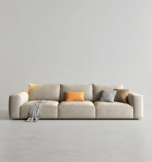 lionel three seater sofa, linen in modern living room